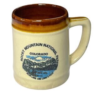 Vintage Rocky Mountain National Park Colorado Mug Bear Lake Longs Peak Stoneware